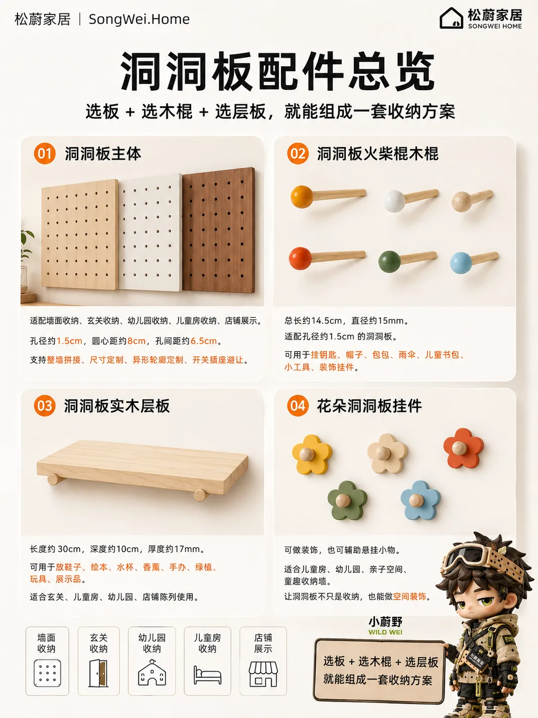 松蔚洞洞板配件详情页 - 配件总览