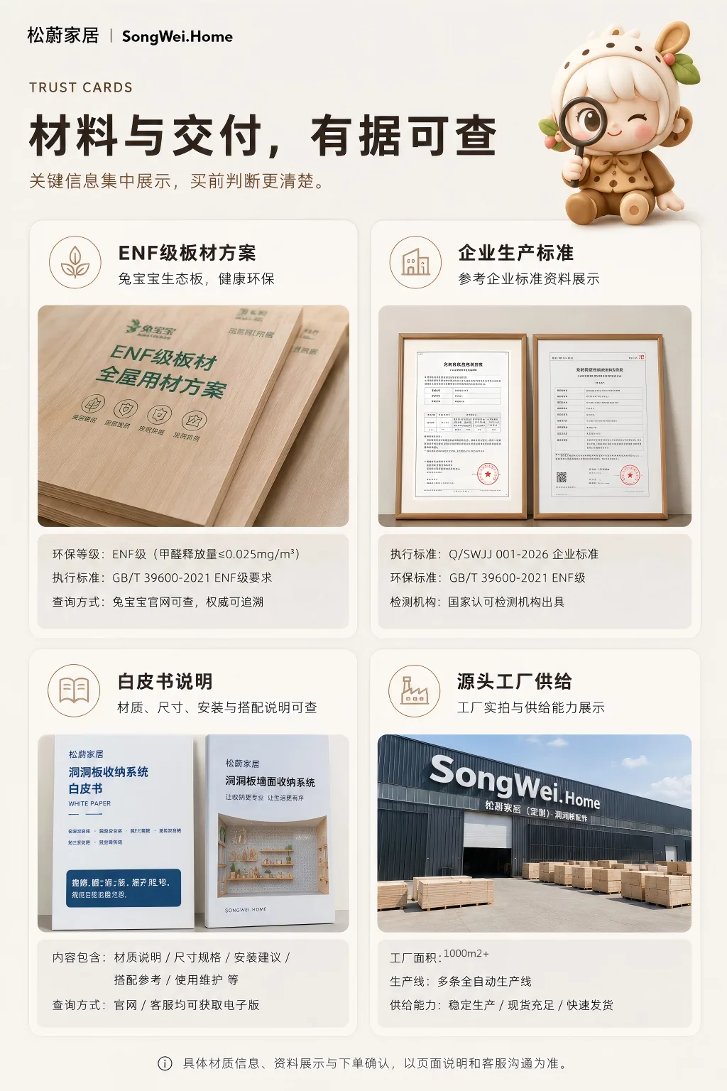 松蔚洞洞板详情页 - 材料证书展示